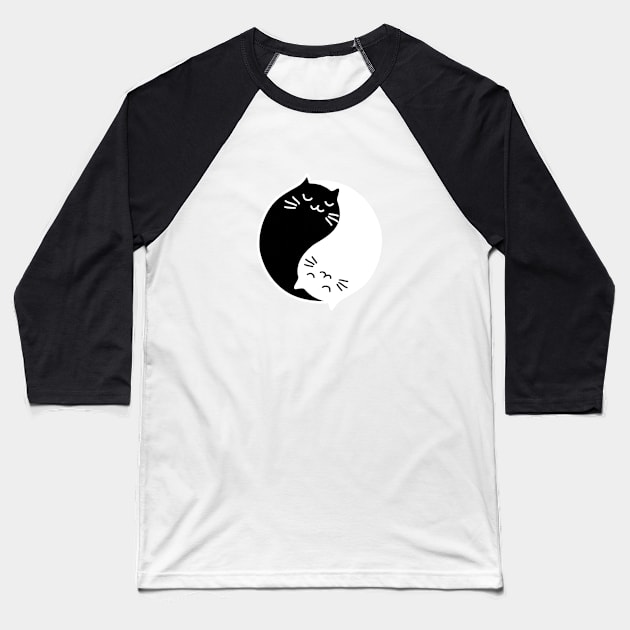 Yin Yang Cats black Baseball T-Shirt by beakraus